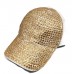 Gold Bling Rhinestone Studded Front White Baseball Cap Hat Ballcap Womans New    eb-79529294